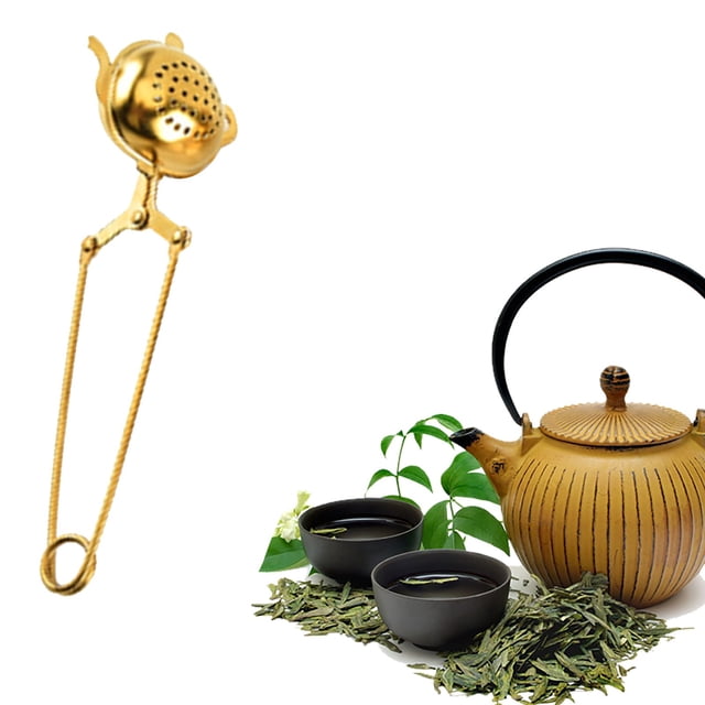 Oleegame 1PC Sink Drain Filter Cover Tea Infuser Long Handle Strong Construction Stainless Steel Food Grade Materials Home Infuser Drip For Office Tea Yellow