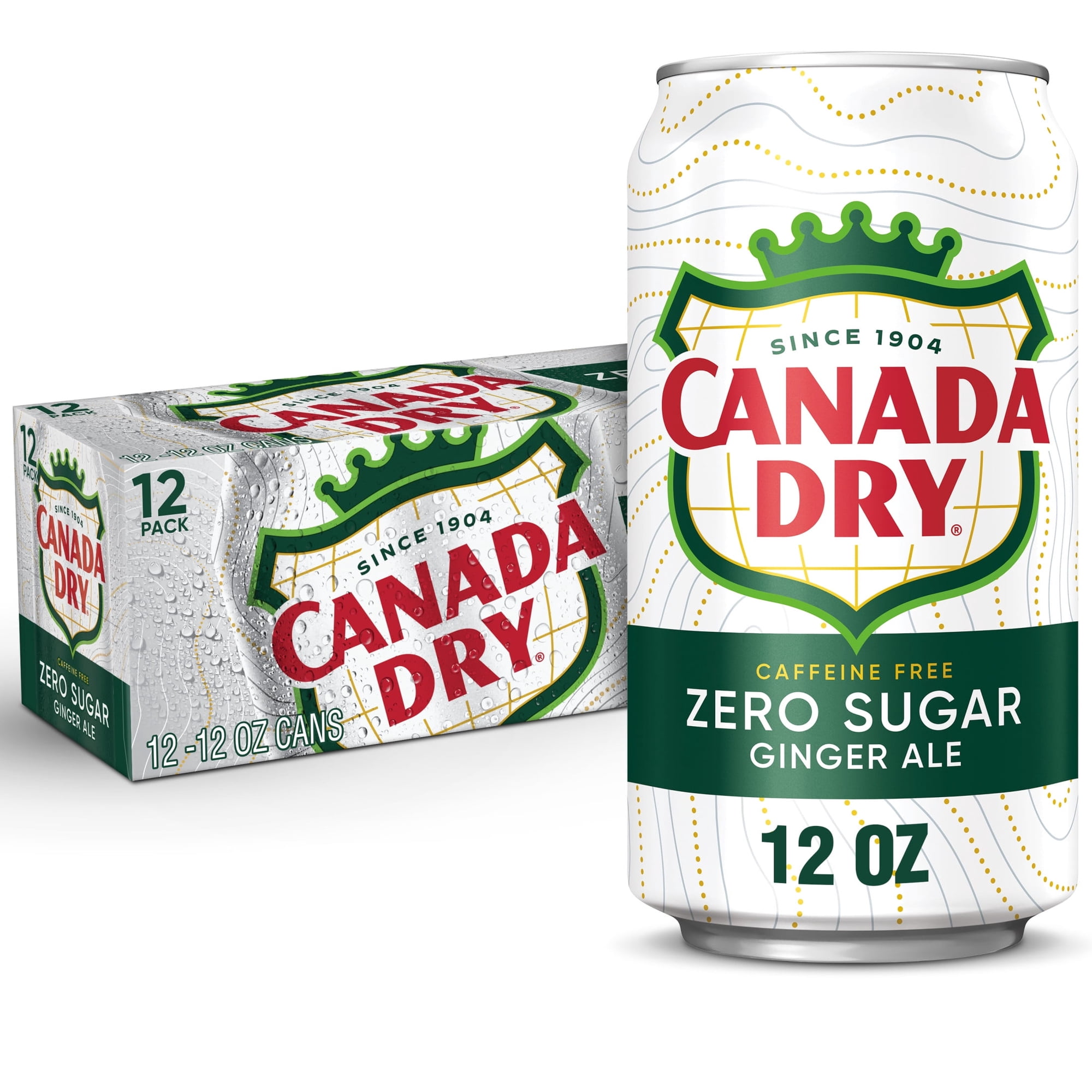 Canada Dry Caffeine Free Zero Sugar Ginger Ale Soda Pop, 12 fl oz, 12 Pack Cans