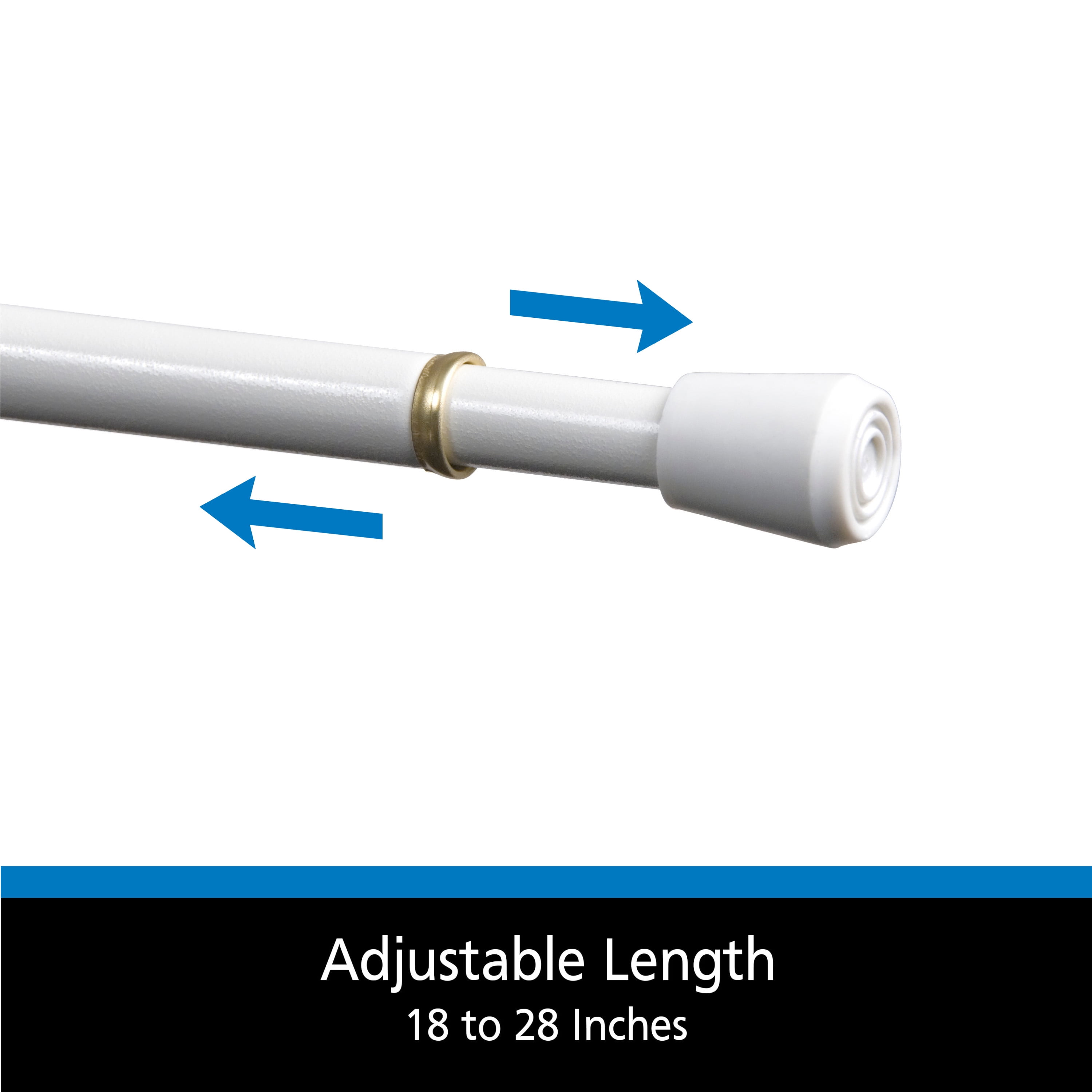 Mainstays 7/16" Adjustable Metal Spring Tension Curtain Rod, 18-28", White