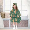 thumbnail image 7 of Wearable Blanket with Sleeves and Pocket Oversized Hooded Sweatshirt 3-14 YR Gingerbread Christmas Theme Pattern L, 7 of 7