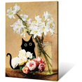 thumbnail image 1 of Lienzo vintage de Monet para pared, famosas pinturas al óleo, Monets, lirios de agua, póster de gato negro, estampado floral de gato divertido, galería abstracta de granja, decoración estética de la h, 1 of 4