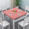 thumbnail image 3 of Red White Checkerboard Checkered Pattern Square Fitted Tablecloth with Elastic Edge,Square Table Cover,Washable Elastic Table Cover for Home Kitchen Party Decor 34"x34", 3 of 6