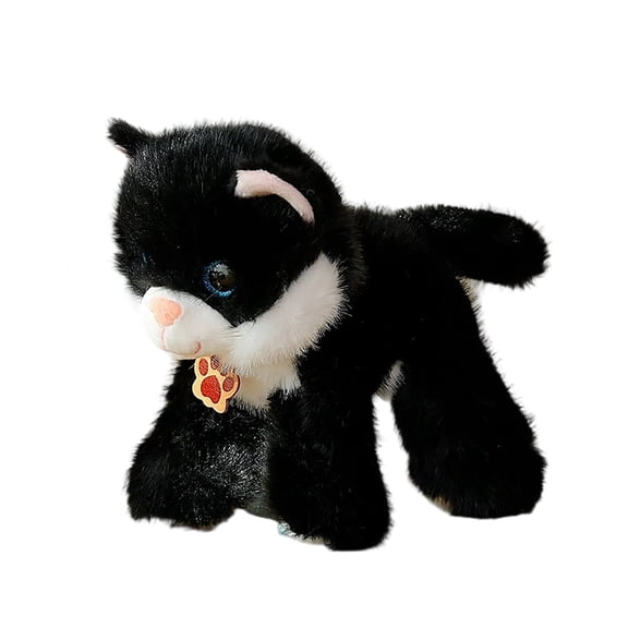 Leatfisat Cat Stuffed Animal 7.87" Realistic Kitten Plushies,For Soothing & Relaxation,Soft Plush Toys Gifts For Kids Black