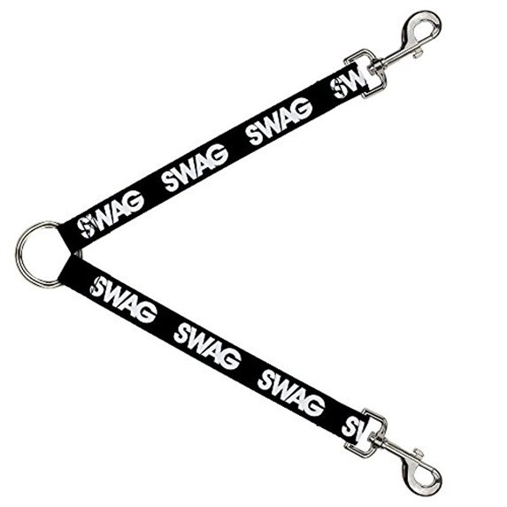 Buckle-Down Leash Splitter - SWAG Black White - 1" Wide - 30" Length