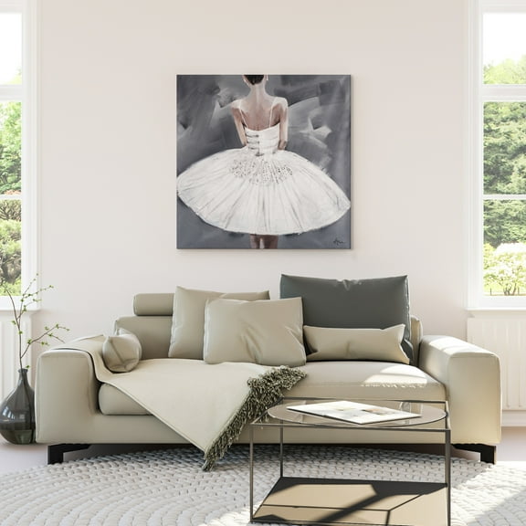 Yosemite Home Decor "Ballerina III" Wood Gallery Wrapped Wall Art in Gray