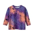 thumbnail image 4 of Abcomgle Halloween Shirts for Kids Boys Spooky Bat Spider Graphic Tee Shirts for Girls Crewneck 3/4 Sleeve Tshirts for Girls Fall Funny Holiday Blouses for Girls,7-8 Years, 4 of 5