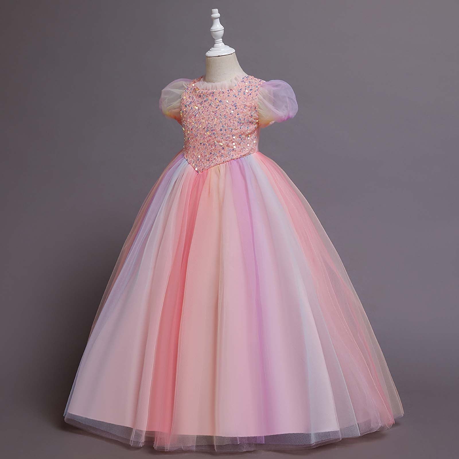 Style Ivory Kids Girls Gown Sequined Wedding Tulle Princess Dresses with  Bow Trim - China Frock Design for Baby Girl and Tulle Dress price |  Made-in-China.com