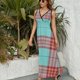 thumbnail image 3 of Geometric Grid Vestido Sin Mangas Para Mujer, Traje De, Ropa De Cumpleaños, Verano, 3 of 5