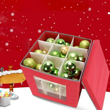 

New Year Reset Dvkptbk Foldable 27 Grids Christmas Light Storage Box With 3 Cardboard Wraps [1-pack] Xmas Holiday Light Bulbs Storage Containers Storage Organizers Bins (Red)