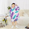 thumbnail image 6 of FORMRS Wearable Blanket Hoodie with Sleeves for Kids Cozy Flannel Sweatshirt, Purple Drawing, 6 of 7