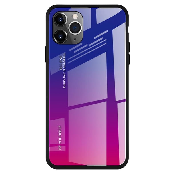 Aktudy Gradient Tempered Glass Case Back Cover For Iphone 11 Pro Max Blue Red Walmart Com Walmart Com