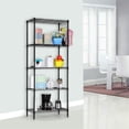 thumbnail image 3 of IVV 5-Tier Metal Storage Shelf Wire Shelving Rack with 6-Hooks Rack, Black, 3 of 8