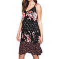 thumbnail image 3 of Bila Women's Sleeveless V-Neck Rayon Floral Print Asymmetrical Dress (Black, L), 3 of 4