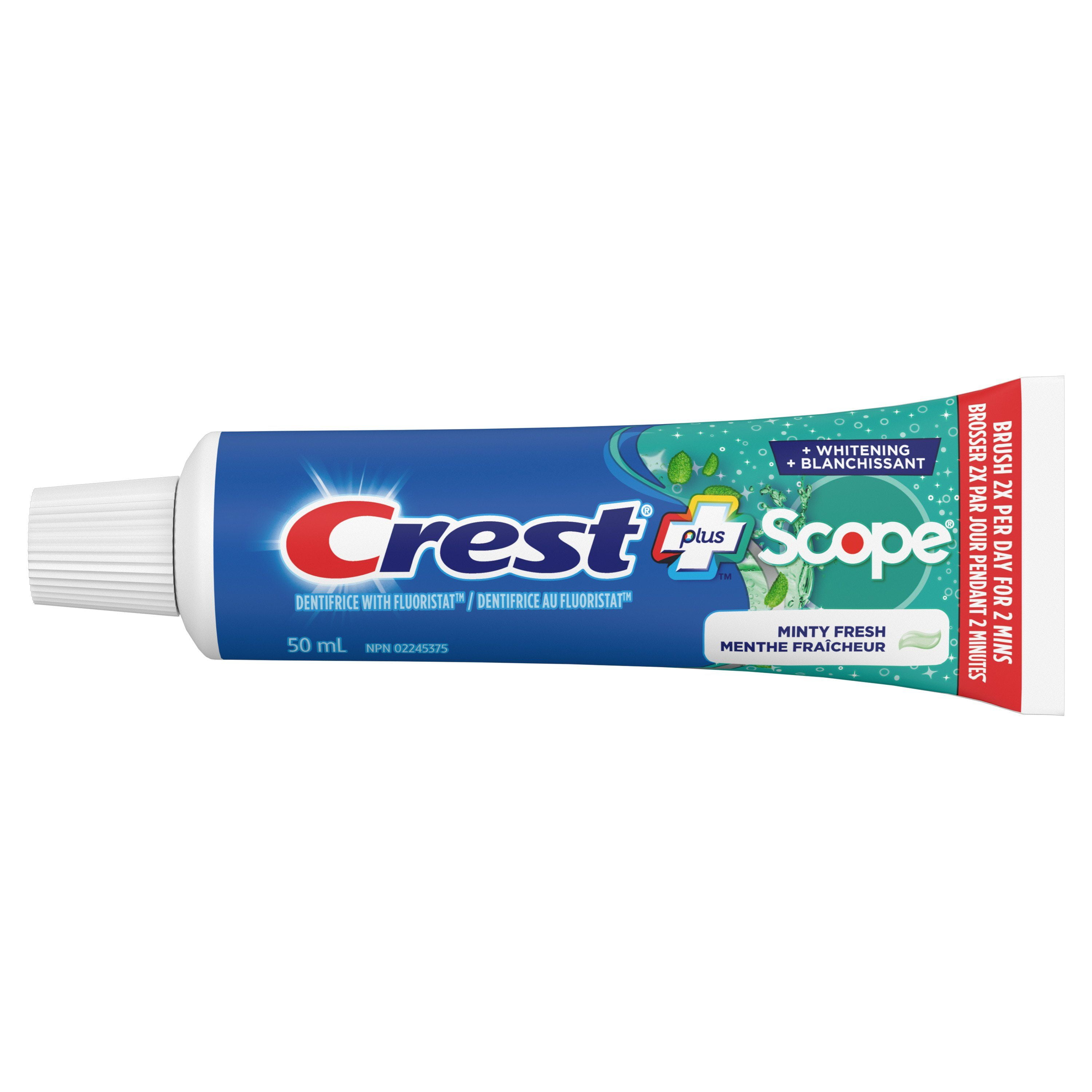 Dentifrice Crest blanchissant plus Scope, Menthe fraîcheur, 50mL
