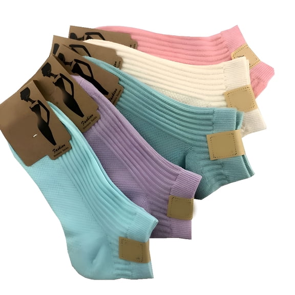 FLORNIX 5 Pairs 100% Cotton Socks Women Men Female 1 Set Lot Color Pack Candy Color Ladies Sock Solid Color Invisible Female Sock Unisex Men 5 Pairs