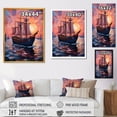 thumbnail image 4 of Designart "Twilight Sail on the Nautical Ship I" Coastal Framed Wall Art - Coastal Blue Coastal Sunset Bedroom Framed Canvas Wall Art, 4 of 6