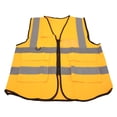 thumbnail image 2 of Chaleco reflectante de seguridad con múltiples bolsillos, impermeable, de alta visibilidad y con cremallera frontal para Guardian, color amarillo., 2 of 14