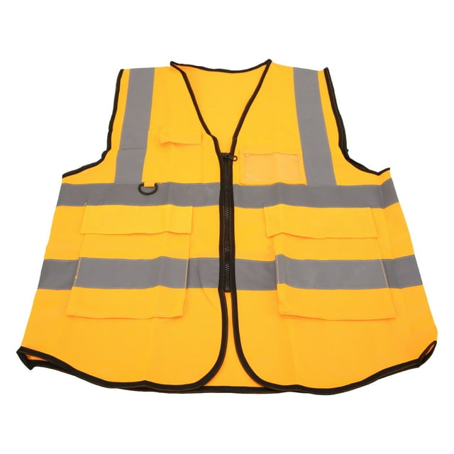Reflective Safety Vest, High Visibility Reflective Vest with Multiple Pockets and Zipper, Work Vest for Workers, Drivers, Construction, Baggage Handling, Security for Men Women