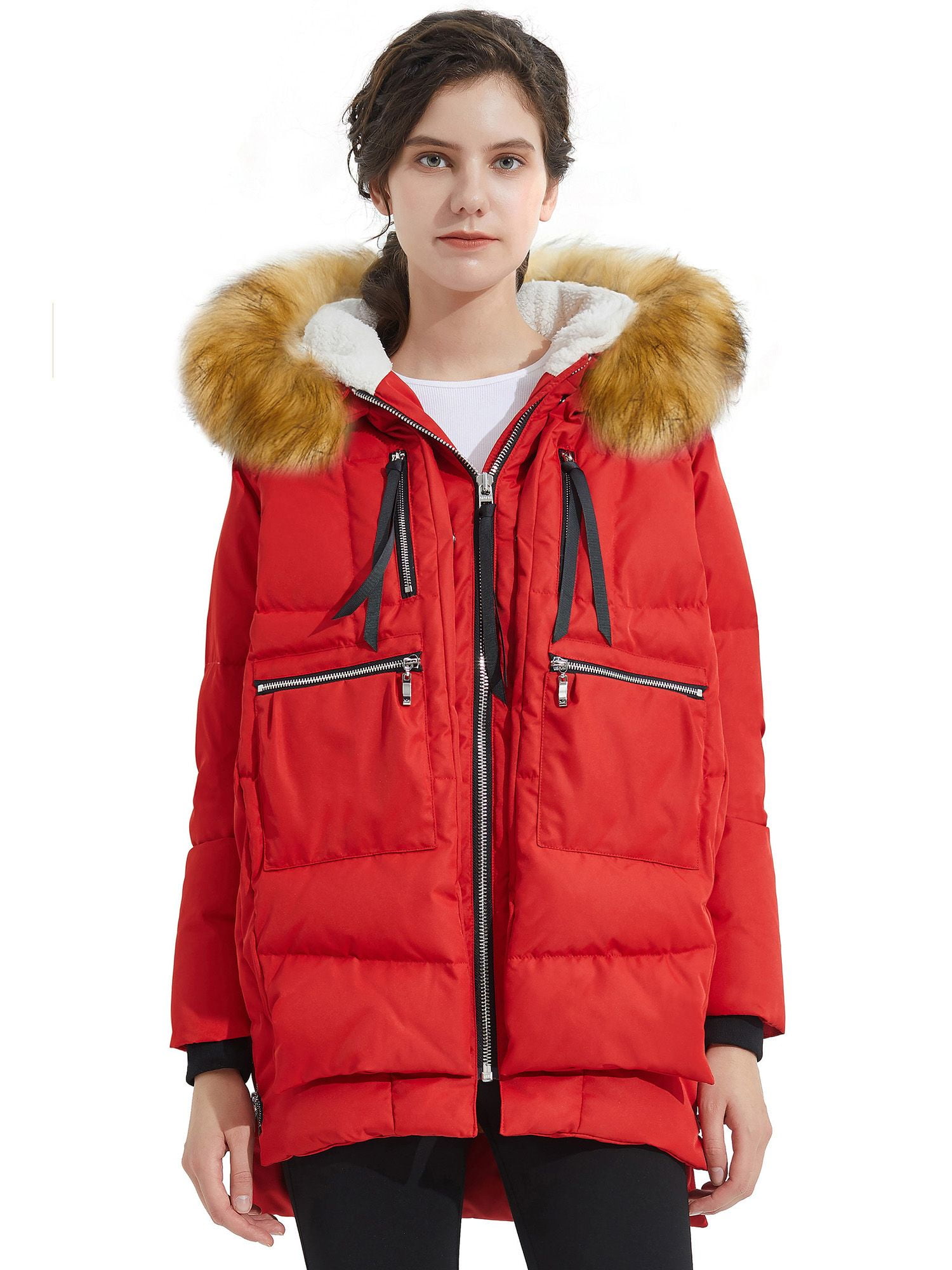 Orolay Women's Warm Down Jacket Hooded Faux Fur Thickened Coat