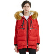 Orolay Women's Thickened Down Jacket Winter Hooded Coat with Faux Fur Trim