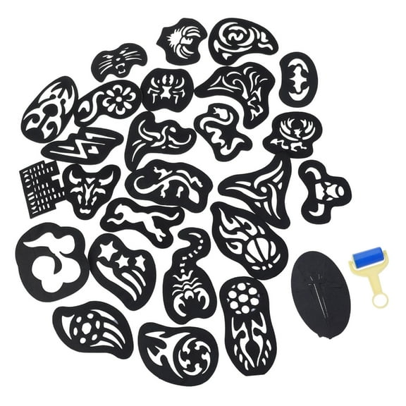 25PCS Hair Tattoo Template Hair Trimmer Carved Coloring Cool Hairstyling Tool