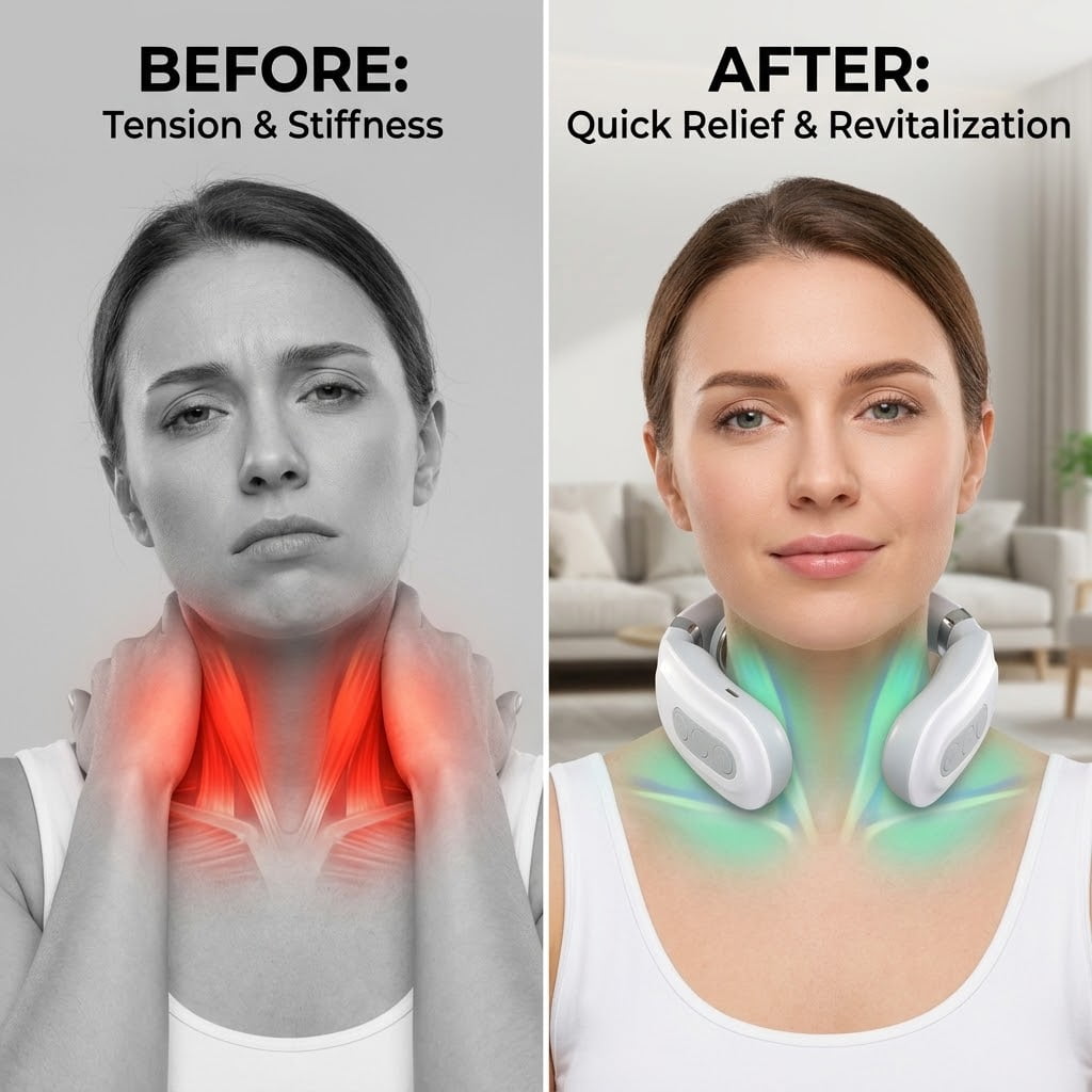 Neck Massager, Vagus Nerve Stimulator for Neck4-Head Electric Massager, 6 Modes & 14 Intensity Levels, Cordless Rechargeable Design, Shoulder Relaxation & Pain Relief