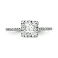 thumbnail image 4 of Solid 14k White Gold Princess Halo Diamond Side-Stones with CZ Cubic Zirconia Center Stone Engagement Ring Size 8, 4 of 8