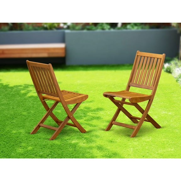 Outdoor Dining Chairs - Foldable Patio Chairs - Natural Wood Finish - Elegant Garden Seating - Set of 2