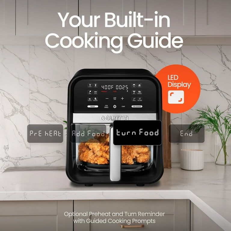 Gourmia 7-Quart Digital Air Fryer with Glass Basket and 12-One