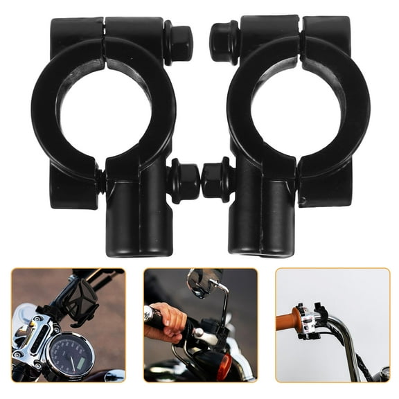 HOMEMAXS 1Pair Universal Motorcycle Handlebar Mirror Mount Holder Clamp Adaptor 10mm Thread for Motorcycles ATV Scooter Black