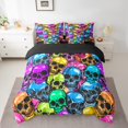 thumbnail image 2 of 7 Piece Sugar Skull Comforter Set Twin Size,Colorful Skull Bed In A Bag Adults,Gothic Skeleton Bedding Set Halloween Theme Bed Sheets With Comforter, 2 of 4