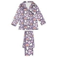 thumbnail image 6 of Halloween Pajamas Women Theme Full Printed 2 Pc Long Sleeve Pocket Button Down Lapel Shirts Loose Casual Pants Cozy Fall Winter Silk Nightwear Comfy Loungewear Sets Woman Light Purple XL, 6 of 6