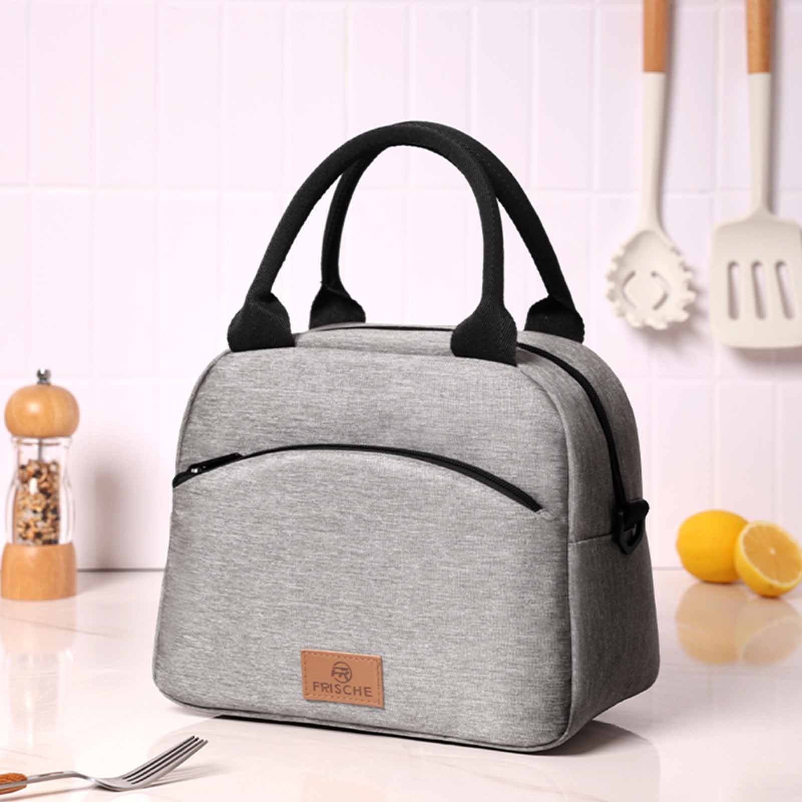 SCNOR Lunch Bag for Women and Men,Insulated Lunch Tote,Stitch Bento Bags,Oxford cloth,Gray