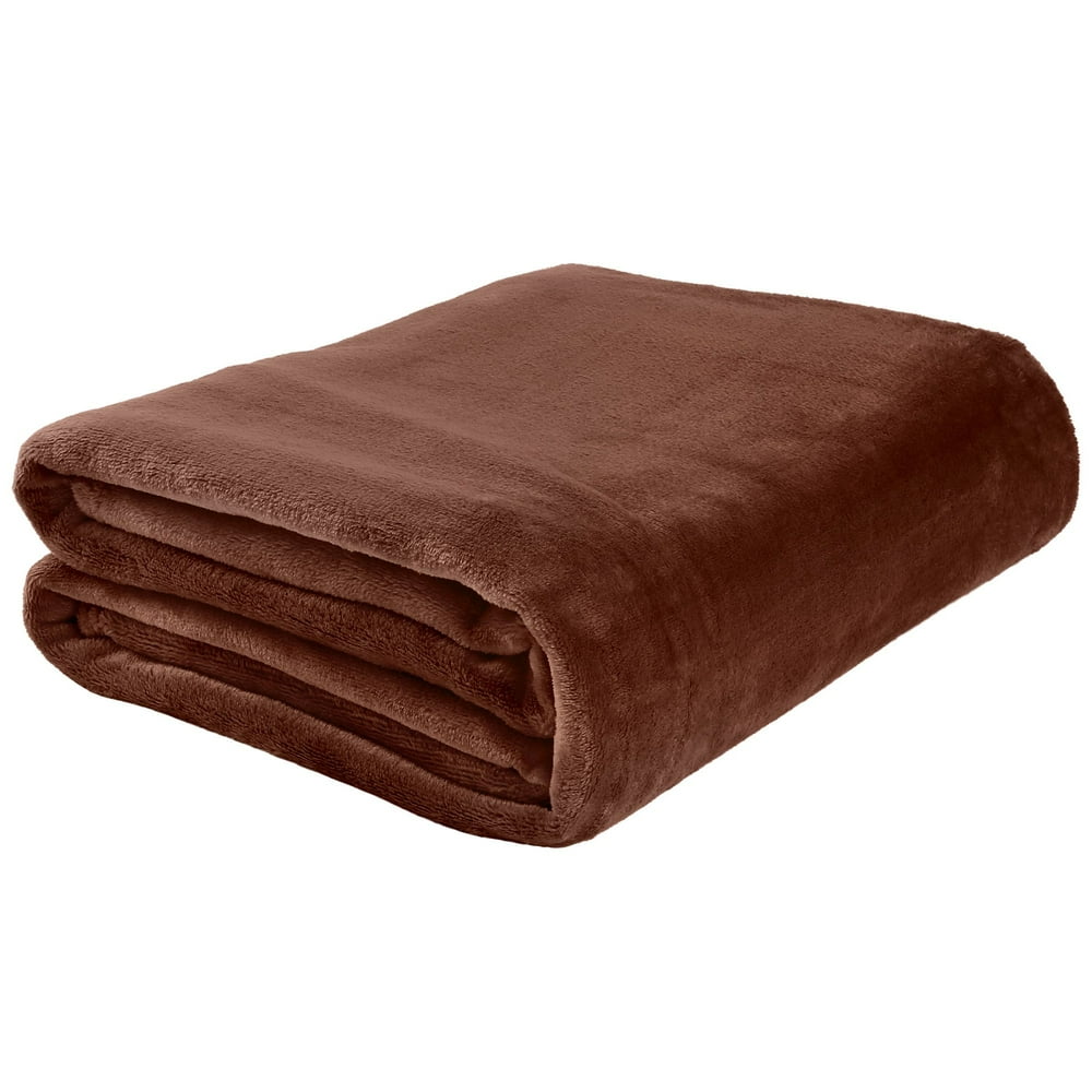 60x80 Inches Throw Blanket, Brown Twin Size Fuzzy Fleece Blanket, Super