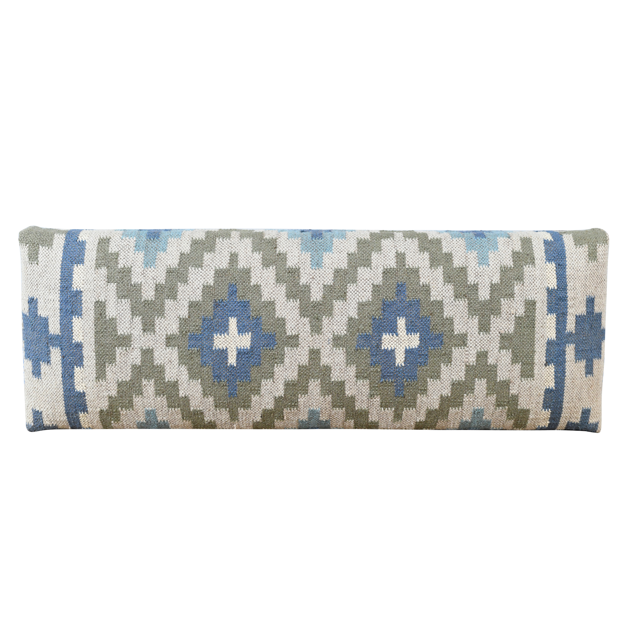 LR Home Rhonelle 47" Blue/Sage Geometric Jute Upholstered Accent Bench