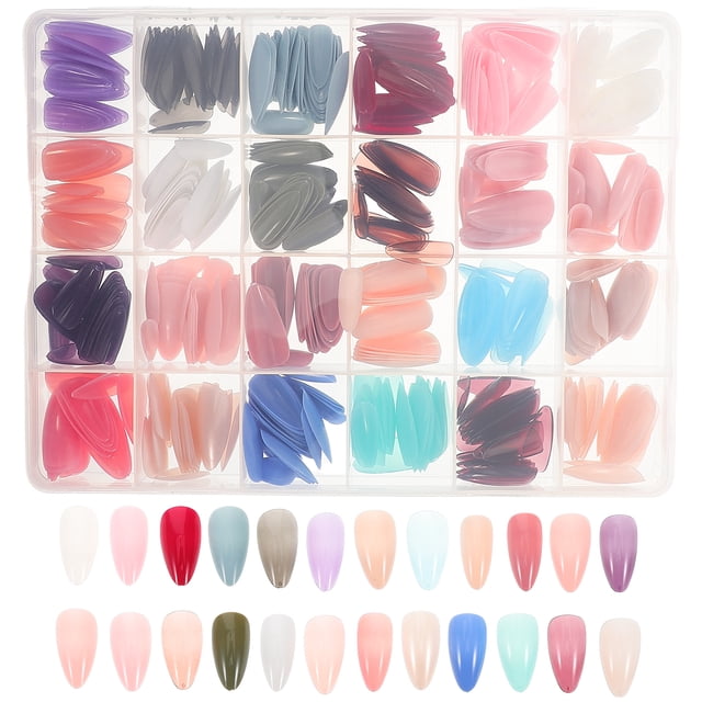 Shisuyan 1 Box Women Accessory Artificial Nails Bulks Fake Nails Set Fake Finger Nail Bulks Compact Fake Nails Replaceable Finger Nails Decorative Finger Nails