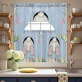 thumbnail image 3 of Easter Rabbit Tail Swag Curtains Valance & Tier Set, Floral Grass Watercolor Easter Egg Blue Wood Grain 3 Pcs Set Kitchen Swag Valances and Tiers 24 Inch Length Rod Pocket Curtain Drapes for Bedroom, 3 of 9