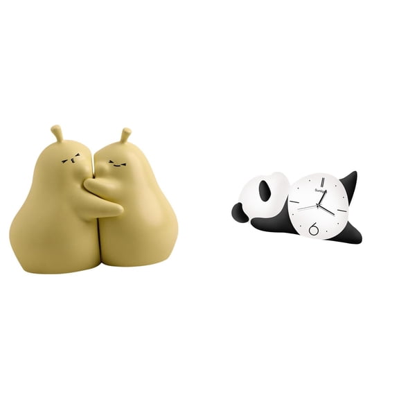 3 Pieces Bookend Wall Clock Ornament Ceramic Material Modern Cute Design for Living Room Office Decor