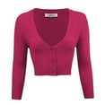 thumbnail image 5 of Mak Women's Cropped Bolero V-Neck 3/4 Sleeve Cardigan - Rosa Apparel, 5 of 11
