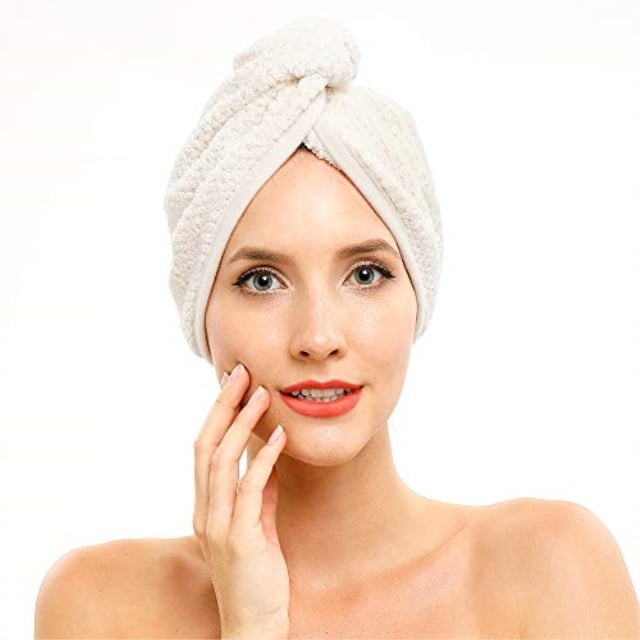 hair towel wrap drying towel with buttons, microfiber hair towel for