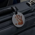 thumbnail image 5 of Hand Print Football Get a Grip Round Leather Luggage Card Suitcase Carry-On ID Tag, 5 of 8