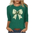thumbnail image 2 of Gamivast St Patricks Day Shirt Women Leaf Clover Graphic Crewneck Tunic Sweatshirt Loose Fitted 3/4 Sleeve Holiday Blouses Green Going out Tops Spring Outfits, 2 of 5
