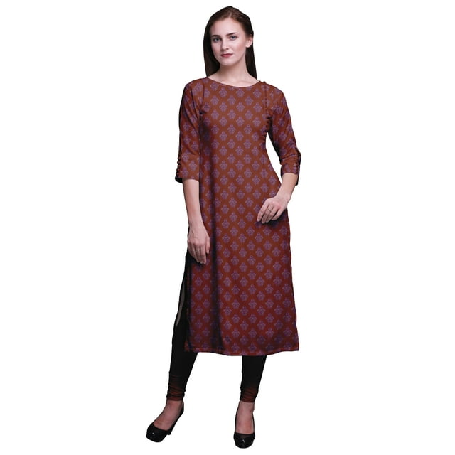 Bimba Tunique Droite à Manches 3/4, Hauts Imprimés, Kurta, Tenue d'Été pour Femmes