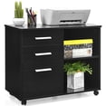 thumbnail image 1 of Costway 3-Drawer File Cabinet Mobile Lateral Cabinet Printer Stand Black, 1 of 10
