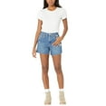 thumbnail image 5 of BLANK NYC High Rise Raw Hem Second Round Distressed Denim Shorts-Blue / 26, 5 of 7