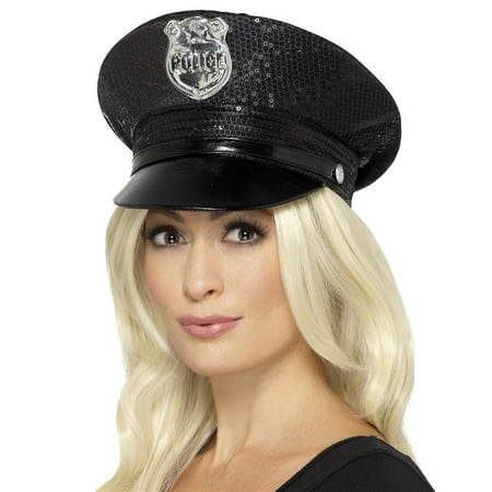 Sequin Police Hat Adult Costume Accessory