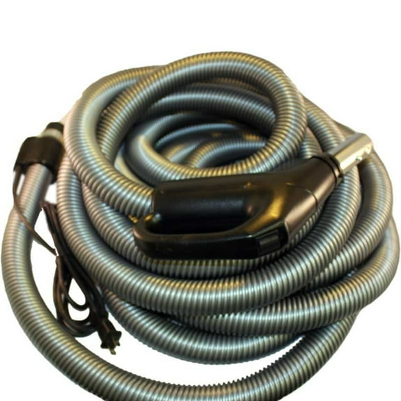 Silver Dual Voltage Corded Crushproof 30 Foot Central Vacuum Hose