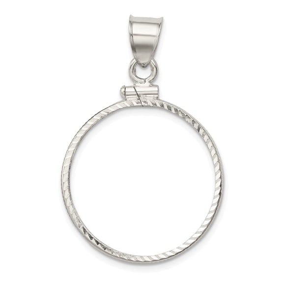 Sterling Silver 24.1 x 1.7mm $0.25 Diamond Cut Coin Bezel Pendant