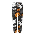 thumbnail image 4 of Cavosen Halloween Sweatpants for Women Loose Fit Wide Leg Spooky Pumpkin Print Sweatpants Long Pants Casual Loose Drawstring with Pocket Elastic Waist Ankle Length Trouser Joggor Festival S, 4 of 6