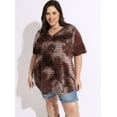 thumbnail image 2 of CASSIE LIZ Womens Plus Size Tops 2X Summer Tie Dye Shirts Ripped Brown V Neck Fashion Short Sleeve Tee Loose Fit Tunics Spring Blouses Casual Slit Hem Pullovers 2XL 18W 20W, 2 of 5